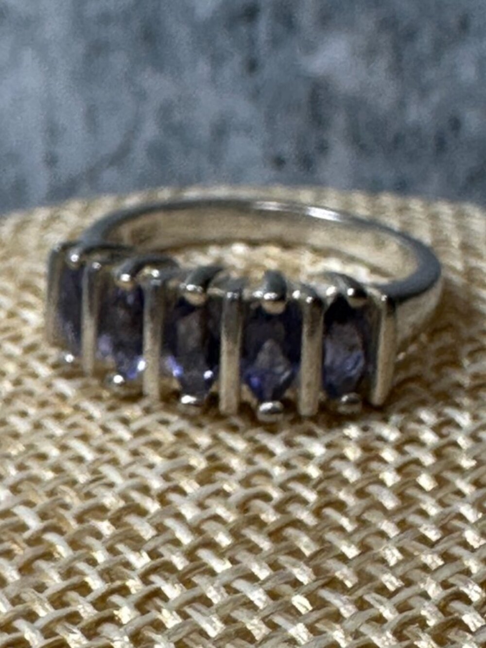 UTC Tanzanite and Sterling Silver Vertical Baguette Channel Ring Size 7